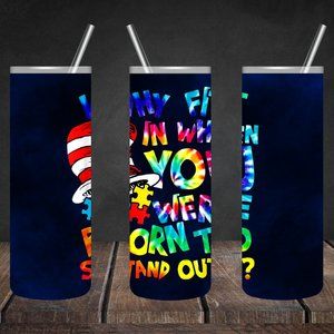 Autism Cat and the Hat 20oz Skinny Tumbler